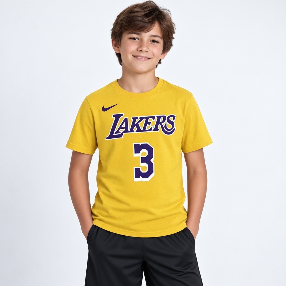 Nike T-Shirt Kids Large Gold Los Angeles Lakers Anthony Davis #3 Graphic Tee